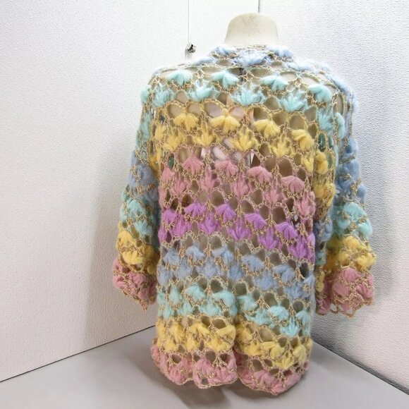 NEW  MARIDRUNA Emily Ombre Short Handknit Cardigan Size OS Pastel Multicolor - Picture 4 of 14